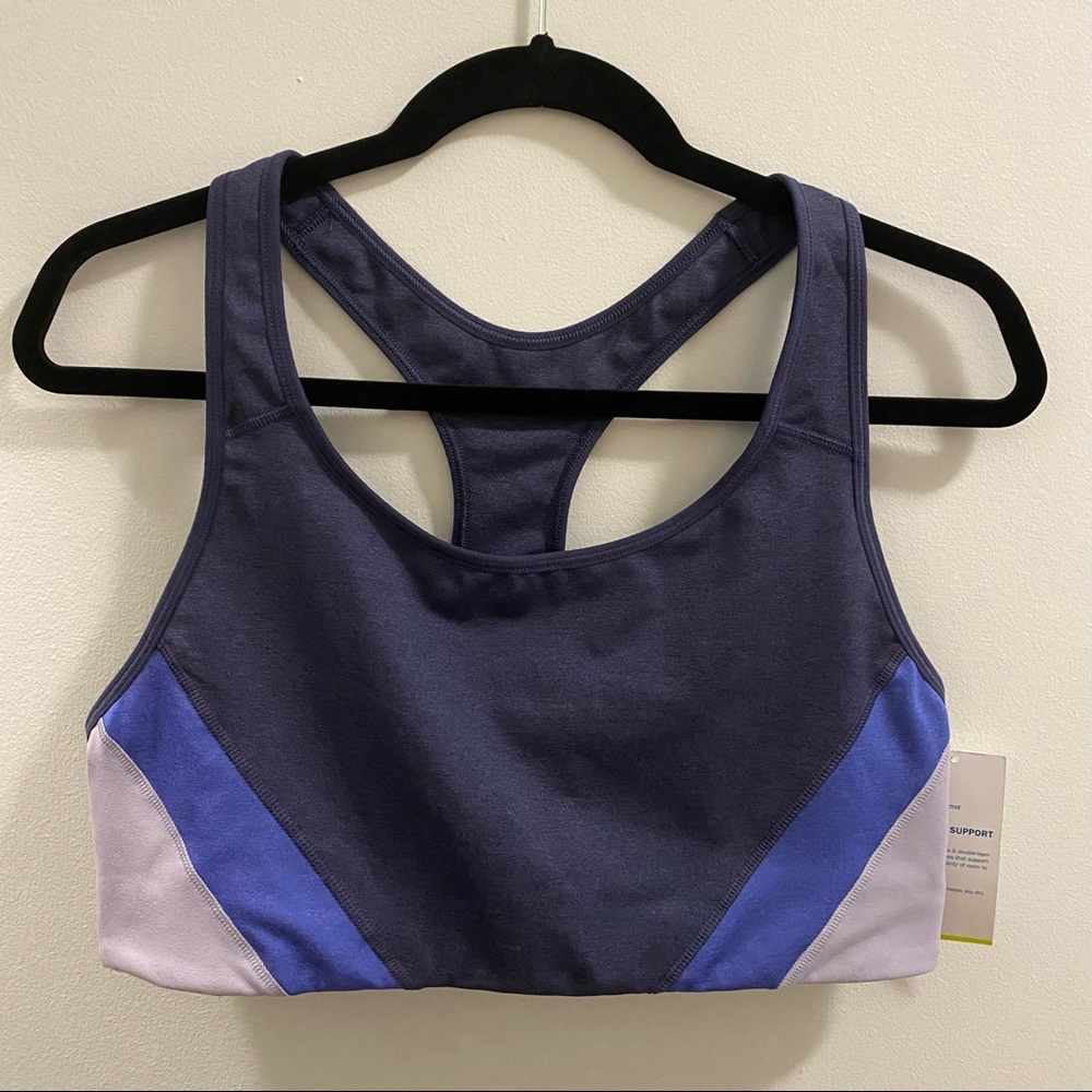 Old Navy Active medium support go dry sports bra XL purple navy blue color block